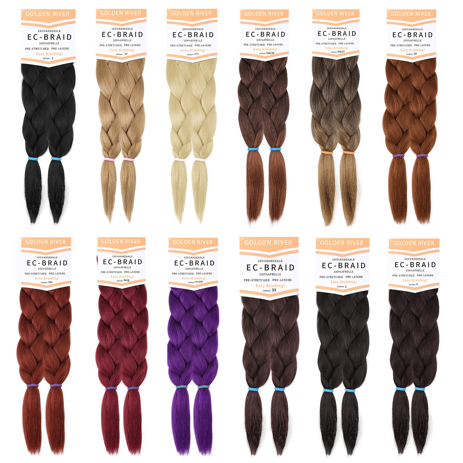 2X PRE-STRETCHED BRAID 48″100% Kanekalon Multi-color available ...